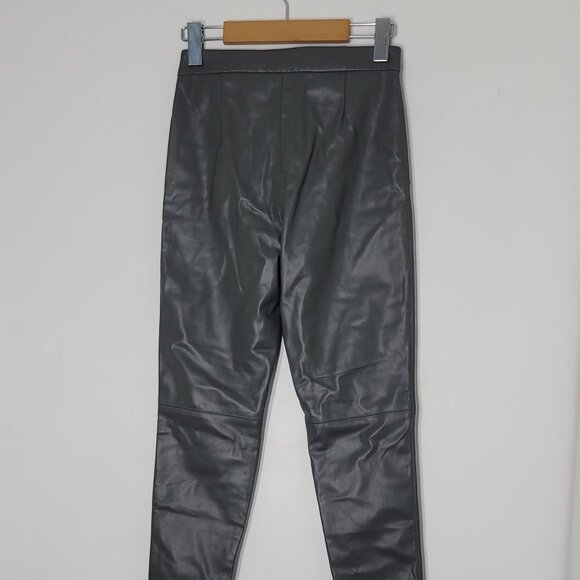 Zara Women's Light Green Faux Leather High Rise Skinny Leggings Size XS - Picture 3 of 15